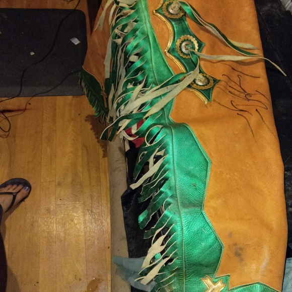 Custom Bull Riding Thick Leather Chaps - Picture 8 of 8